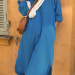 Casual Solid Pocket Shirt Collar A Line Dresses(No shawl)