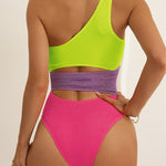 Nadorine Women's Color-Panel Crinkled Cutout One-Piece Swimsuit
