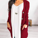 Plain Twist Button Cardigan Sweater