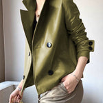 Long Sleeves Buttoned Solid Color Notched Collar Jackets&Coats Outerwear