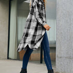 Nadorine Button Down Plaid Classic Long Shirt Jacket