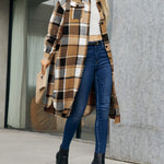 Nadorine Button Down Plaid Classic Long Shirt Jacket