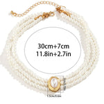 Short Faux Pearl and Turquoise Bead Necklace