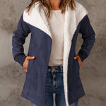 Fleece Long Sleeve Warm Teddy Coat Lapel Cardigan With Pocket