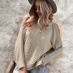 Nadorine Cable Knit Cold Shoulder Sweaters
