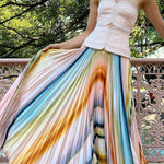 watercolor striped midi skirt