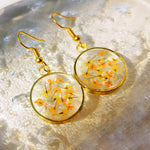 Pressed Flower Earrings -Yellow Lily Resin