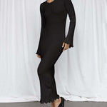 Tranquility Rib Open Back Long Sleeve Long Dress