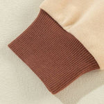 Light French Beige Striped Patchwork Collar Sweatshirt