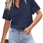 Short Sleeve Blouses Lightweight Loose Top - Nadorine (Us Only)