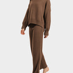 Nadorine Casual Knit Two-Piece Set Loose-Fit Sweater and Wide-Leg Pants