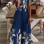 Viana Contrast Lace Printed Cold Sleeve Straight Maxi Dress