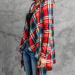 Nadorine Elbow Patch Hooded Plaid Cardigan for Women Casual Work Office Loose Fit 2026 | Under $25
