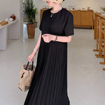 Urban Ruffled Split-Joint High Waisted Short Sleeves Midi Dress