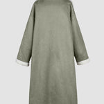 Faux Suede Drop Shoulder Pocket Longline Shearling Coat