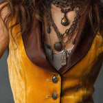 Vintage Velvet Vest With Eco-Leather Lapel