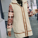Ethnic Style Print Coat Lapel Zip Long Sleeve Plush Patchwork Jacket Outerwear