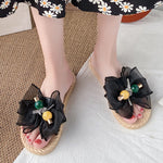 Bowknot Gauze Open Toe Split-Joint Slippers