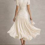 Adriana™ | Vintage Striped Satin Midi Dress