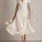 Adriana™ | Vintage Striped Satin Midi Dress