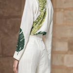 Long Sleeves Buttoned Leaves Print Lapel Blouses&Shirts Tops