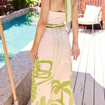 Margovil Palm Canyon Print Criss Cross Halter Maxi Dress