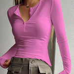 Margovil Buttons Long Sleeves Slim Fit Bottoming Henry Shirt