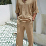 KZZ  Casual and Elegant Short-Sleeve Shirt and Trousers
