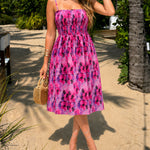 Women's Colorblock Floral Print Cami Dress Shirred Sleeveless A-Line Dress Casual Backless Vacation Dress