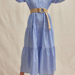 Solid Color Lapel Elastic Cuffs Loose Maxi Dress