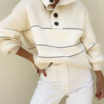 Loose Striped Turtleneck Sweater