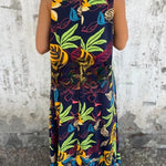 Botanical Print V-Neck Pocket Loose Casual Maxi Dress