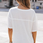 Waffle Knit Casual Drop Shoulder Loose Top
