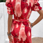 tie bow print dress