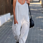 Relaxing Bay Solid Color Pocketed Casual Beach Jumpsuit