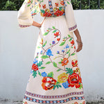 Bohemian College Floral Slit V Neck A Line Dresses