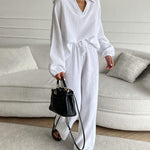 Autumn Simple V-Neck Casual Two-piece Set