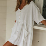 Nadorine Women's Casual Swimsuit Cover Up Blouses Button Down Beach Tunic Dress Bathing Suit Coverup