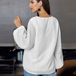 Nadorine Sweet Cute Blouse Loose Puff Sleeve Mesh Patchwork V-Neck Top