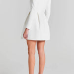 Jewel Trim Square Neck Padded Shoulder Mini Skirt