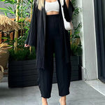 Nadorine Women's Casual Comfort Set Loose Cardigan Top & High-Waist Wide-Leg Pants with Pockets