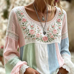 Amabel™ | Boho Floral Embroidered Blouse