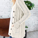 Plain Twist Button Cardigan Sweater