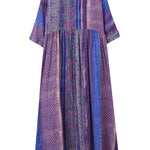 Vintage Side Pocket Striped Floral Printed Midi Dress