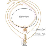 Shell And Sunflower Pendant Multi-layered Necklace