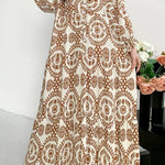 Printed lantern sleeves loose dress