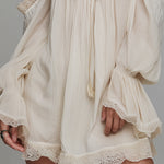 Bohemian Holiday Off-the-shoulder Lace Patchwork Chiffon Mini Dress