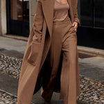 Loose Straight Leg High-Waisted Solid Color Split-Joint Pants Trousers