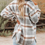 Plaid Button Flannel Wool Shirt Jacket
