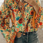 Peacock Loose Shirt Button Long Sleeve Shirt